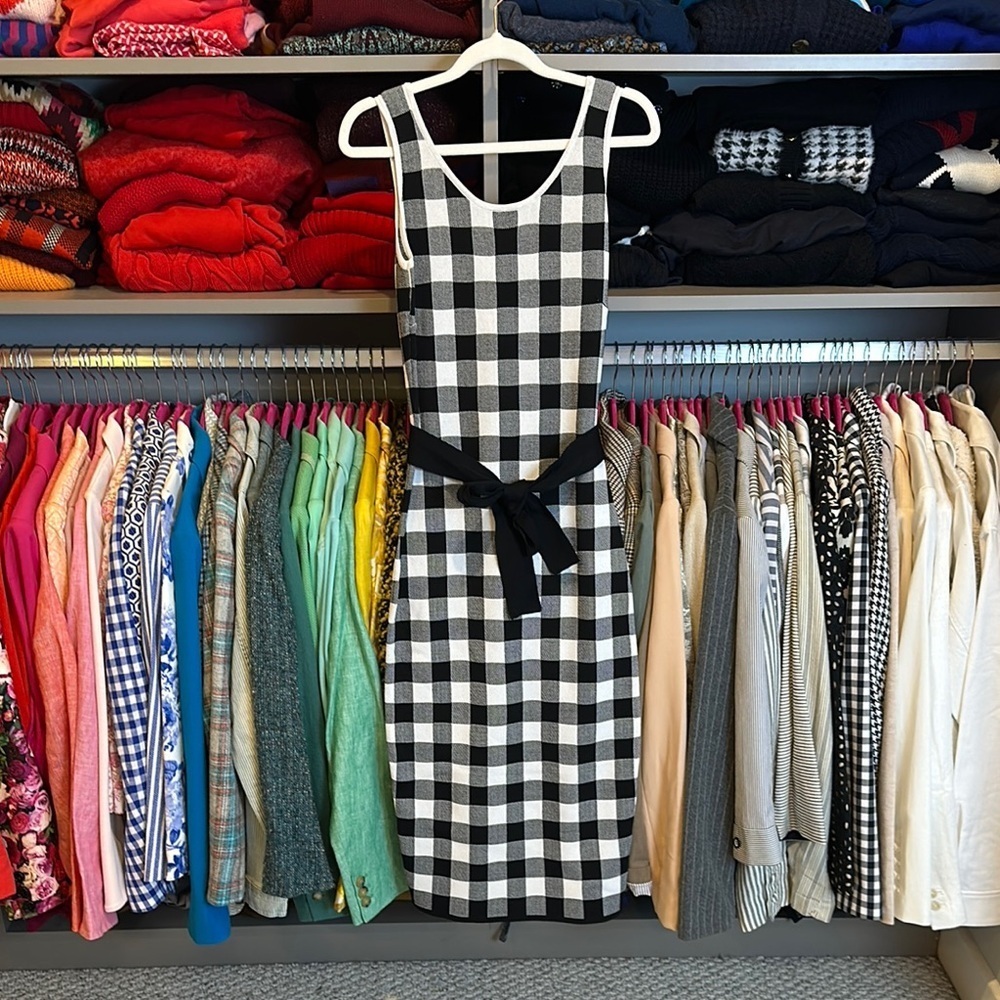 Endless Rose black/white gingham scoop back sleeveless sweater dress XS